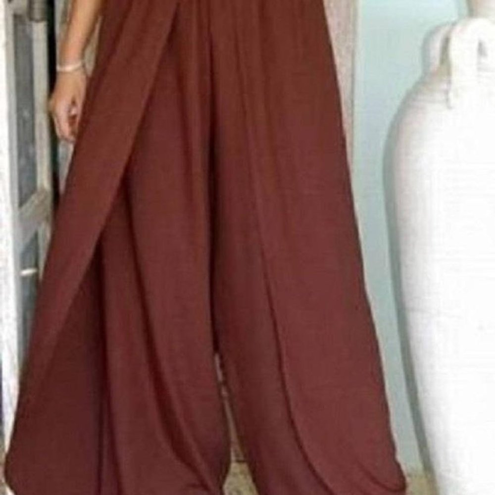 Wide-leg Boho Maroon Pants